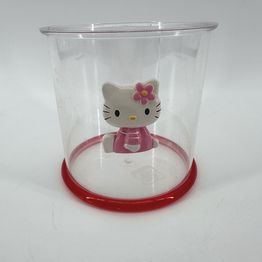 Sanrio Hello Kitty Clear Plastic Storage Canister Kimono 3D Figure Red Base 912